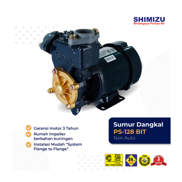 Shimizu Pompa Air Sumur Dangkal Non Otomatis PS-128 BIT